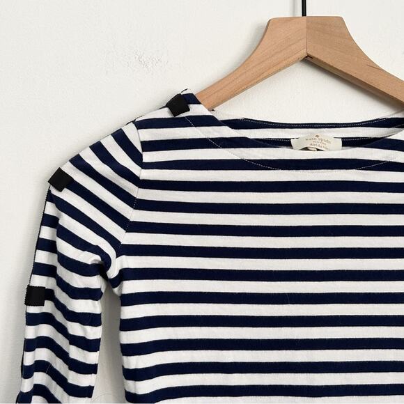 Kate Spade Striped Long Sleeve Top Blue White - Picture 2 of 8